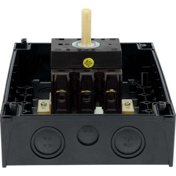 Main switch, P3, 63 A, surface mounting, 3 pole, Emergency switching off function, With red rotary handle and yellow locking ring, Lockable in the 0 ( image 17
