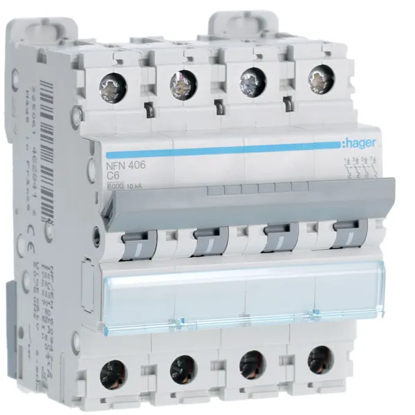 Circuit Breaker 4P 6A C 6/10kA 4M image 1