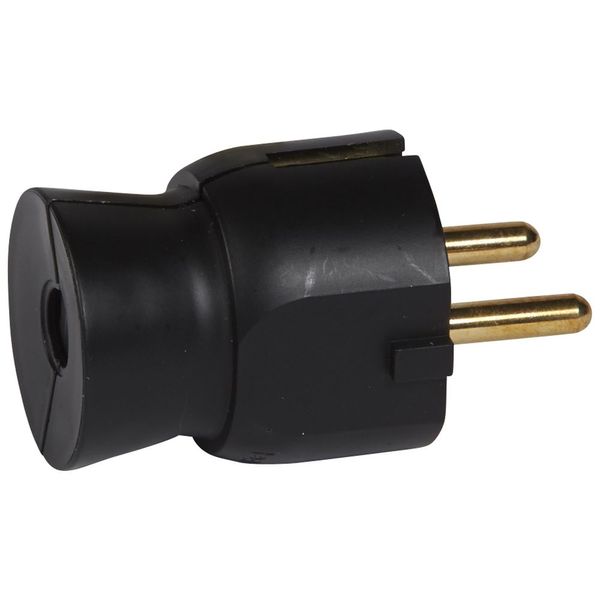 2P+E plug - 16 A - German std - plastic straight outlet - black - gencod label image 1