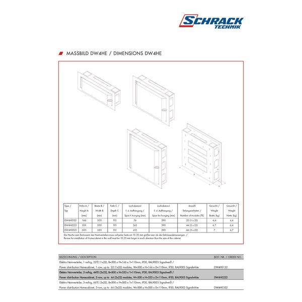 Power distribution Homecabinet, 3-row, 66 modules, RAL9003 image 11