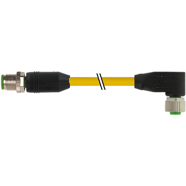 M12 male 0° / M12 female 90° A-cod. TPE 5x18AWG ye UL/CSA. ITC/PLTC 1m image 1