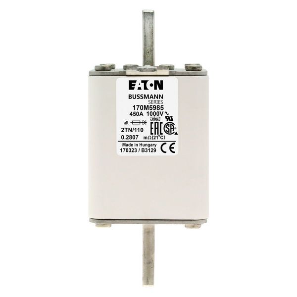 Fuse-link, high speed, 450 A, AC 1000 V, DIN 2, 59 x 75 x 138 mm, aR, DIN, IEC, single indicator image 7