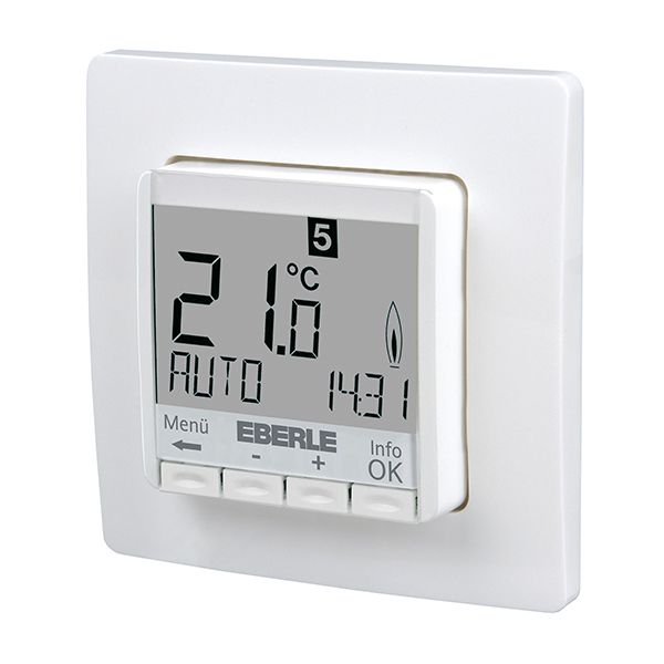 Clock thermostat as room controller, AC 230V, 1NO contact, 10 A, white backlighting image 1