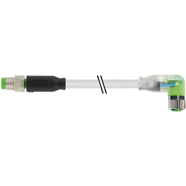 M8 male 0° / M8 female 90° A-cod. LED PUR 3x0.25 gy UL/CSA+drag ch. 6m image 1