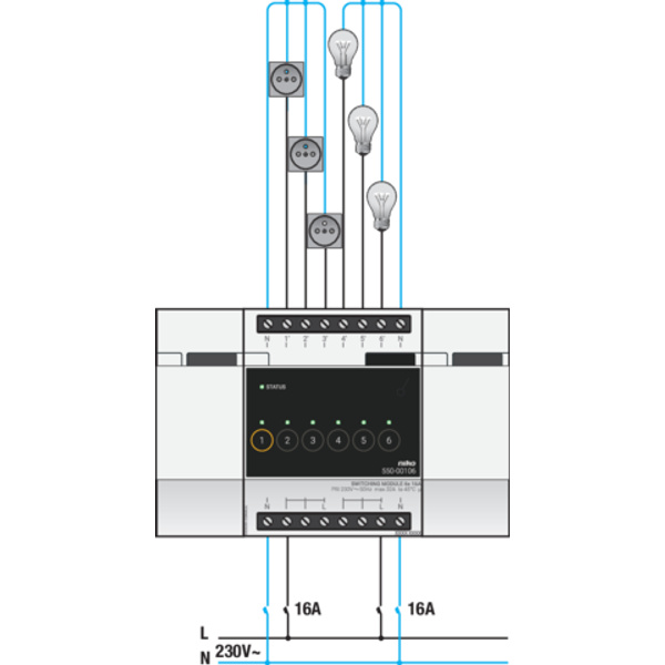 Switching module for Niko Home Control for six different circuits image 4