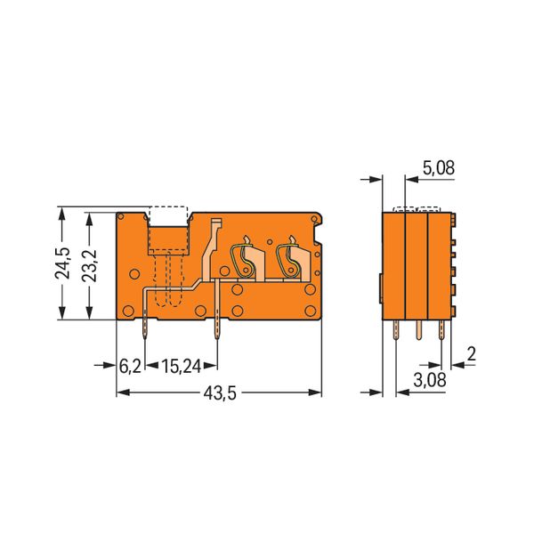Stackable 2-conductor PCB terminal block with commoning option 2.5 mm² image 4