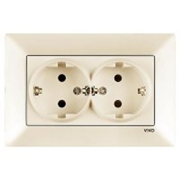 Meridian Beige Child Protected Double Earth Socket image 1