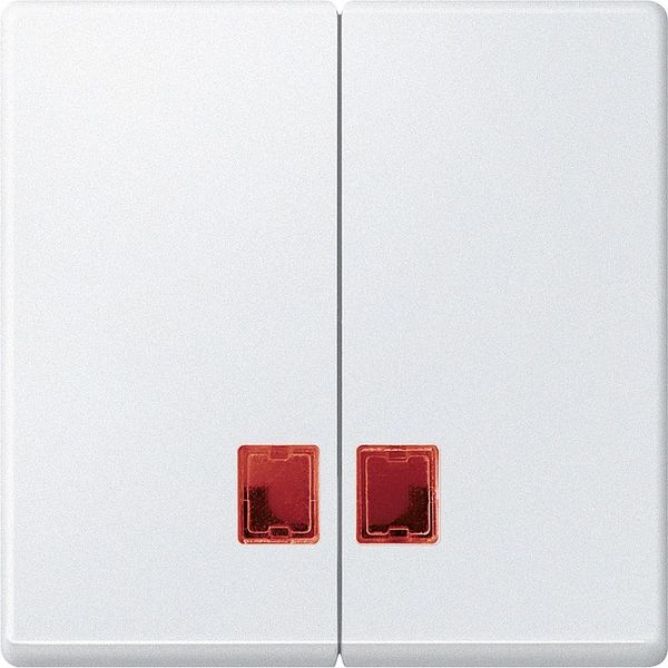 Double rocker with red symbol window, polar white, system M image 1