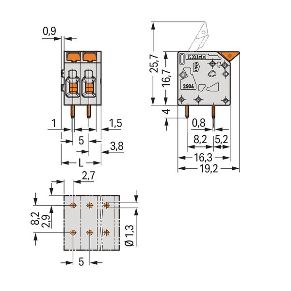 PCB terminal block lever 4 mm² black image 1