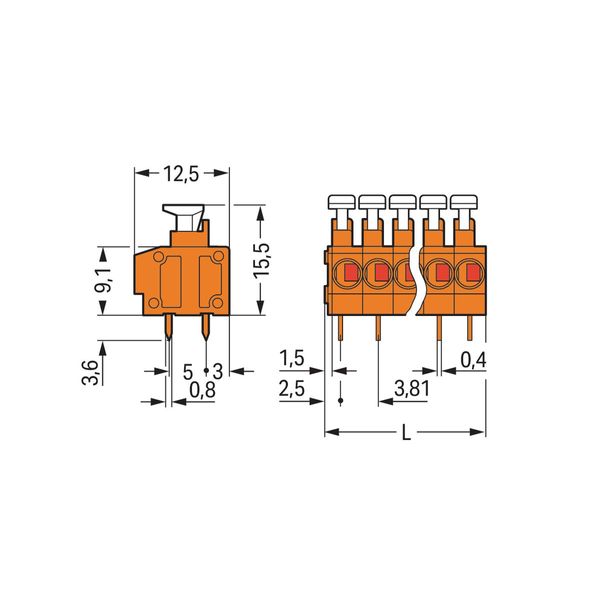 PCB terminal block push-button 1.5 mm² orange image 2