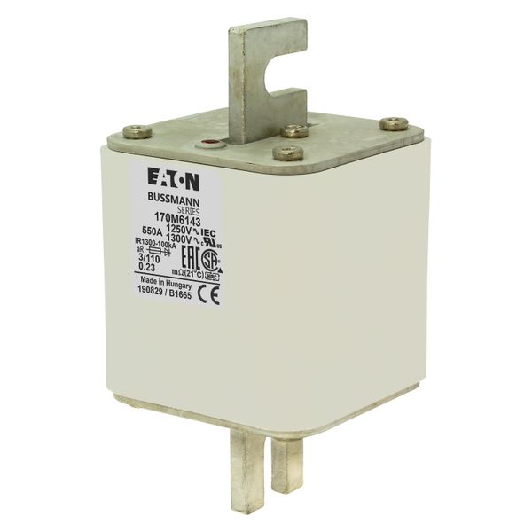 Fuse-link, high speed, 2200 A, AC 550 V, size 3, 91 x 76 x 52 mm, aR, IEC, single indicator image 4