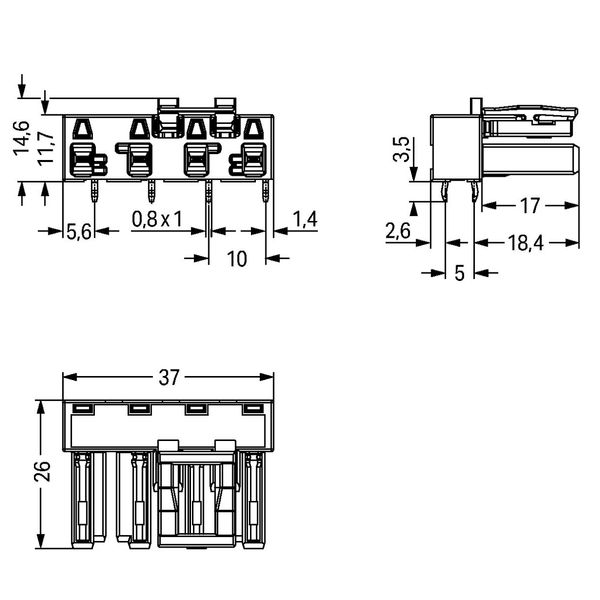 Socket for PCBs angled 4-pole black image 4