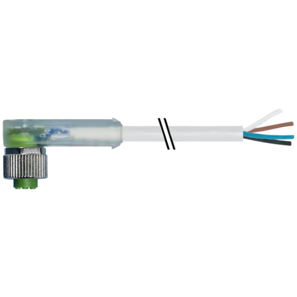 M12 female 90° A-cod. with cable LED PUR 4x0.34 gy UL/CSA 10m image 1