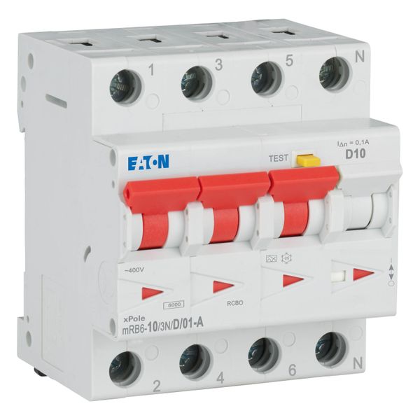 RCD/MCB combination, 10 A, 100 mA, MCB trip characteristic: D, 3p+N, RCD trip characteristic: A image 11