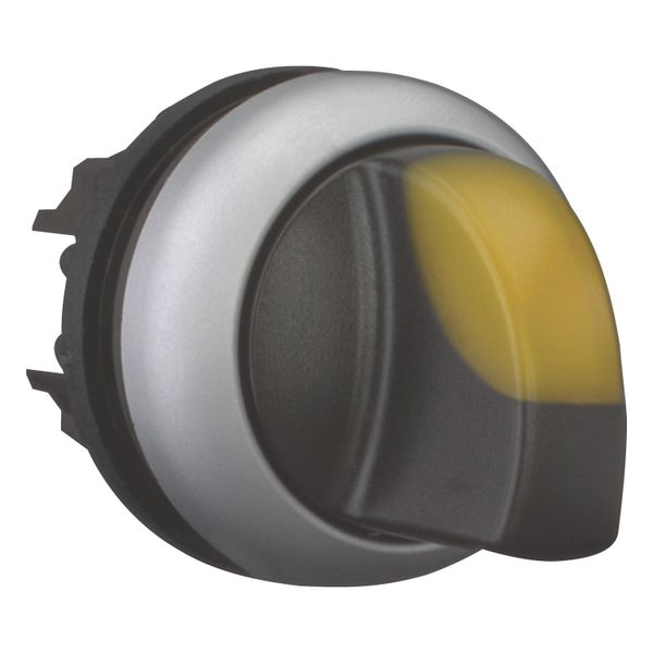 Illuminated selector switch actuator, RMQ-Titan, With thumb-grip, maintained, 3 positions, yellow, Bezel: titanium image 7