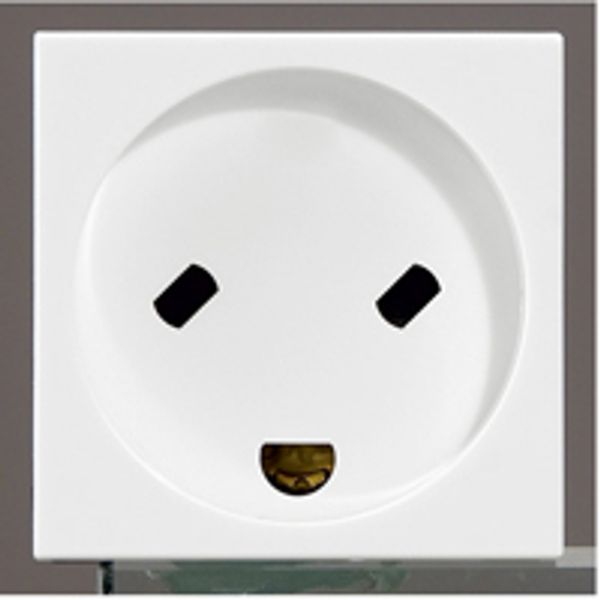 Socket outlet Mosaic - Danish - 2P+E - for UPS - with shutters - 2 mod - white image 1
