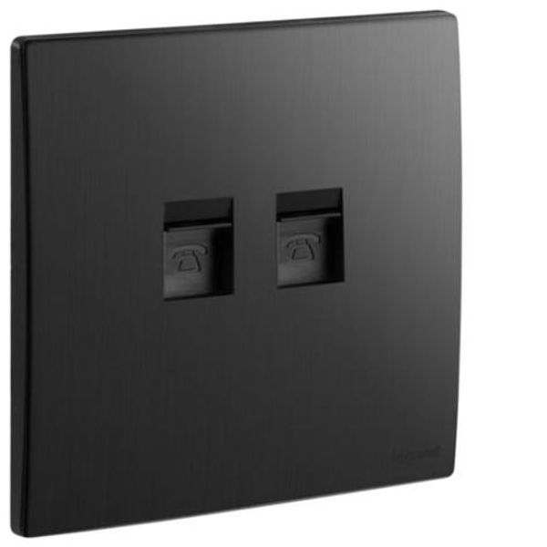 Mallia Senses - 1 gang double RJ11 telephone socket outlet - Brushed Black image 1