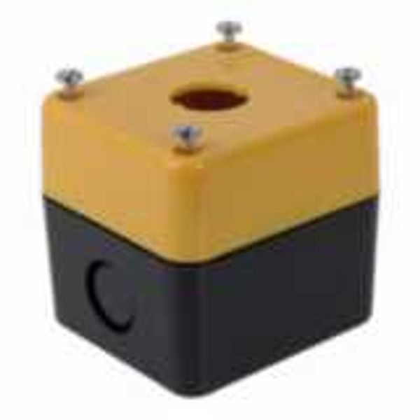 Control box enclosure, one hole, yellow, for emergency stop, , depth 6 image 2