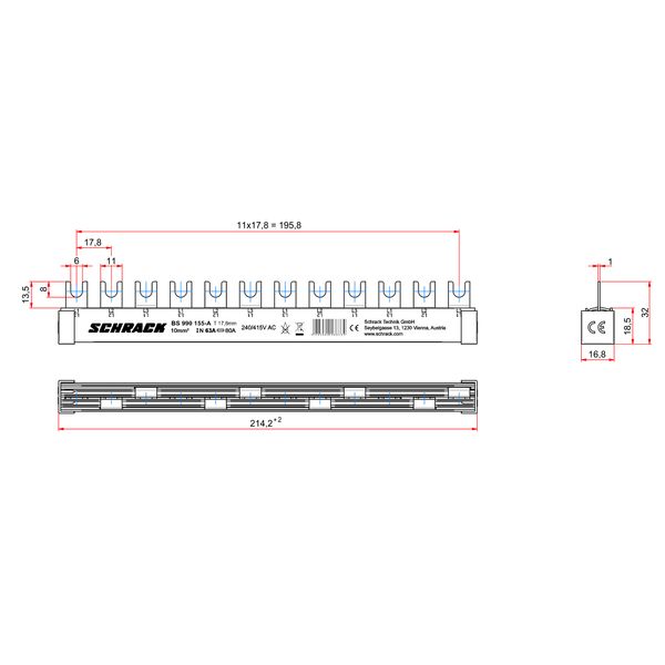 Busbar, 12x MCB 1-pole or 4x MCB 3-pole, 12 MW, 10 mmý image 2