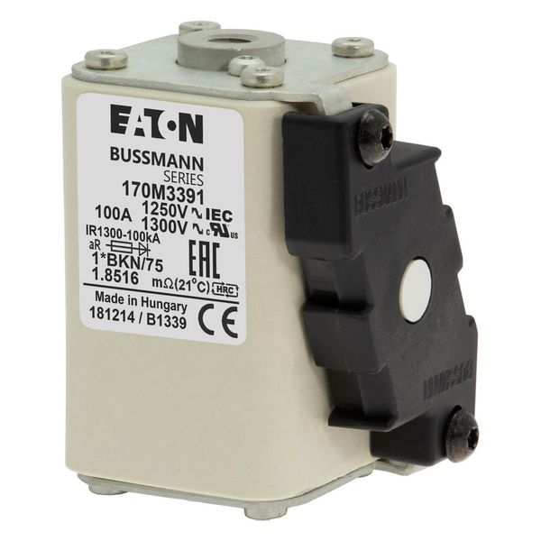 Fuse-link, high speed, 100 A, AC 1250 V, compact size 1, 45 x 59 x 75 mm, aR, IEC, UL, single indicator image 6