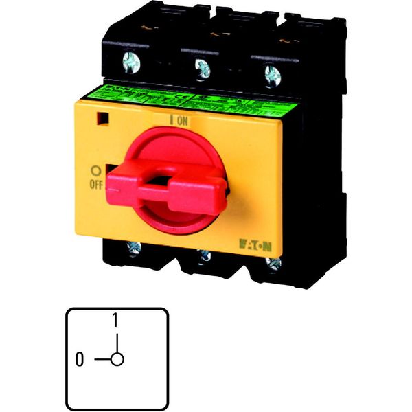 On-Off switch, P3, 100 A, service distribution board mounting, 3 pole, Emergency switching off function, with red thumb grip and yellow front plate, L image 5