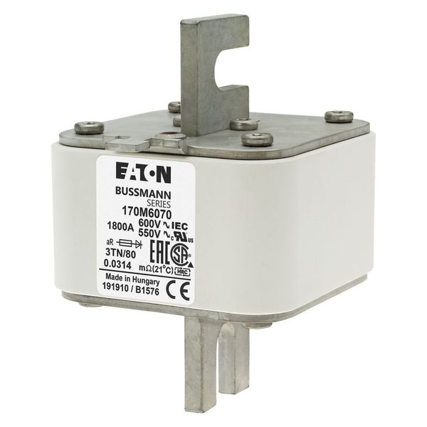 Fuse-link, high speed, 1800 A, AC 600 V, DIN 3, 76 x 90 x 109 mm, aR, DIN, IEC, single indicator image 6