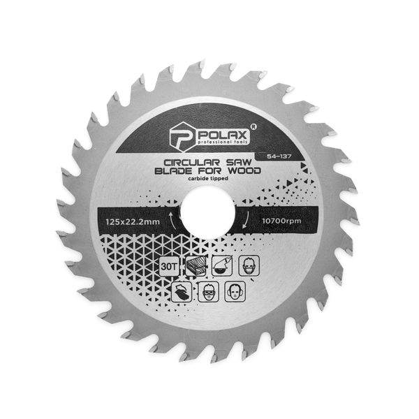 Circular saw blade for wood, carbide tipped 125x22.2/20, 30Т image 1