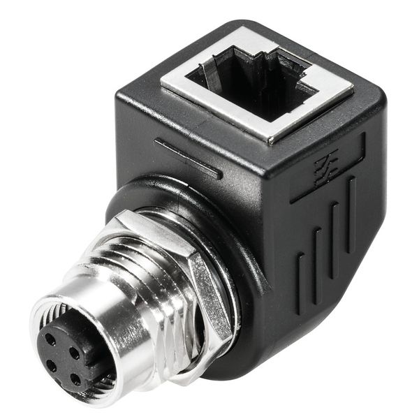 RJ45 plug adapter, IP67, Connection 1: RJ45 90&deg;, Connection 2: M12 image 1