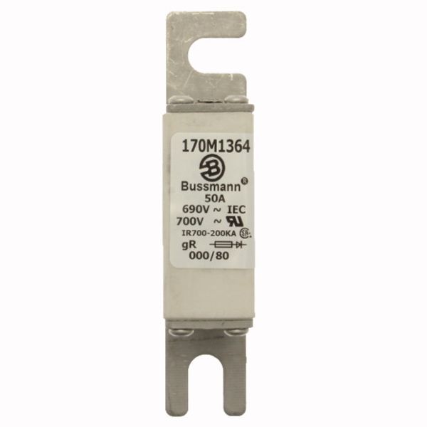 Fuse-link, high speed, 50 A, AC 690 V, DIN 000, 21 x 40 x 100 mm, gR, DIN, IEC, single indicator image 2