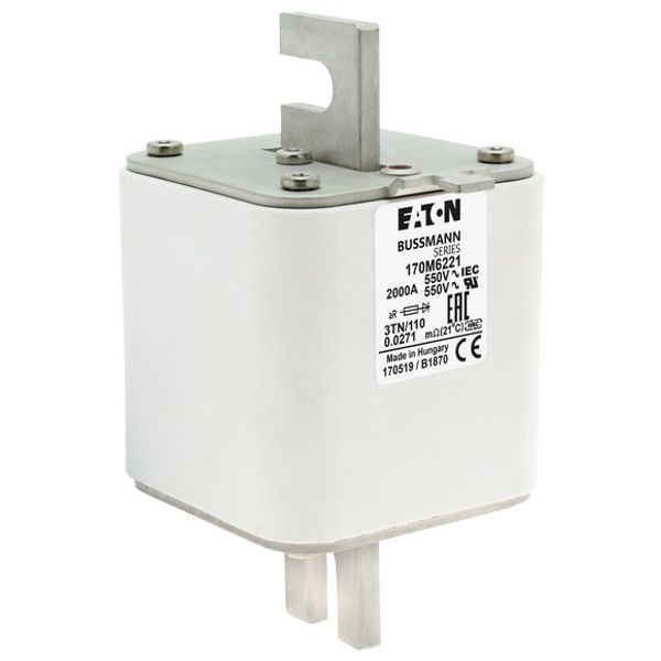 Fuse-link, high speed, 2000 A, AC 550 V, DIN 3, 76 x 90 x 139 mm, aR, DIN, IEC, single indicator image 5