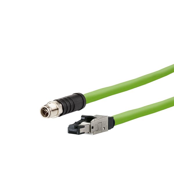 M12 Industrial Ethernet cable, X-coded, 1.0 m, M12 plug straight - RJ4 image 1