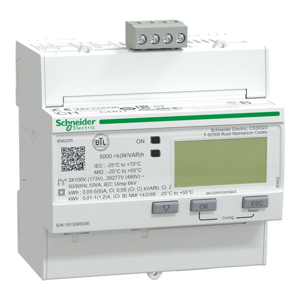 iEM3265 energy meter - CT - BACnet - 1 digital I - 1 digital O - multi-tariff - MID image 4