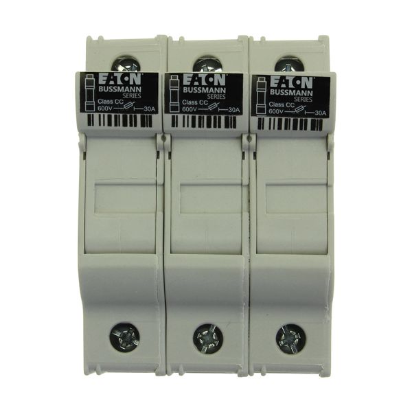 Fuse-holder, LV, 30 A, AC 600 V, 10 x 38 mm, CC, 3P, UL, DIN rail mount image 46