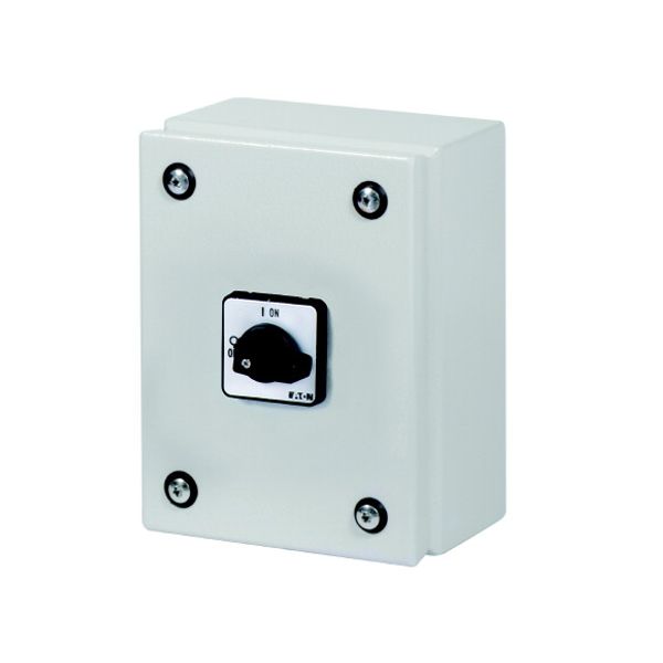 On-Off switch, P3, 63 A, 3 pole, surface mounting, with black thumb grip and front plate, in steel enclosure image 3