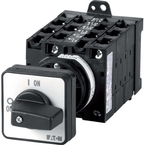 On-Off switch, T3, 32 A, rear mounting, 6 contact unit(s), 9-pole, 2 N/O, 1 N/C, with black thumb grip and front plate image 4