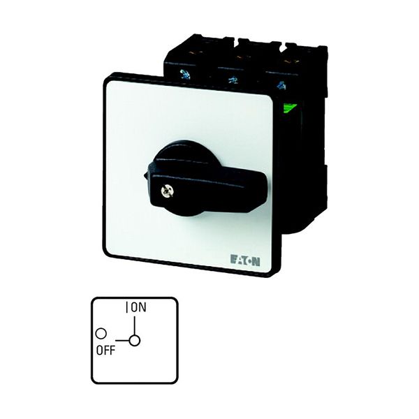 On-Off switch, P3, 63 A, rear mounting, 3 pole + N, with black thumb grip and front plate image 2