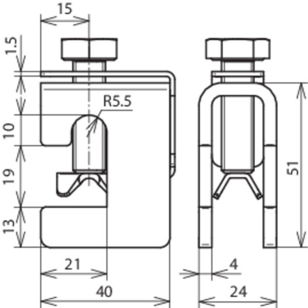 Connection clamp St/tZn clamping range Fl 5-18mm for Rd 6-10mm image 2