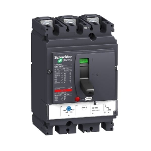 circuit breaker ComPact NSX160F, 36 KA at 415 VAC, TMD trip unit 125 A, 3 poles 3d image 4