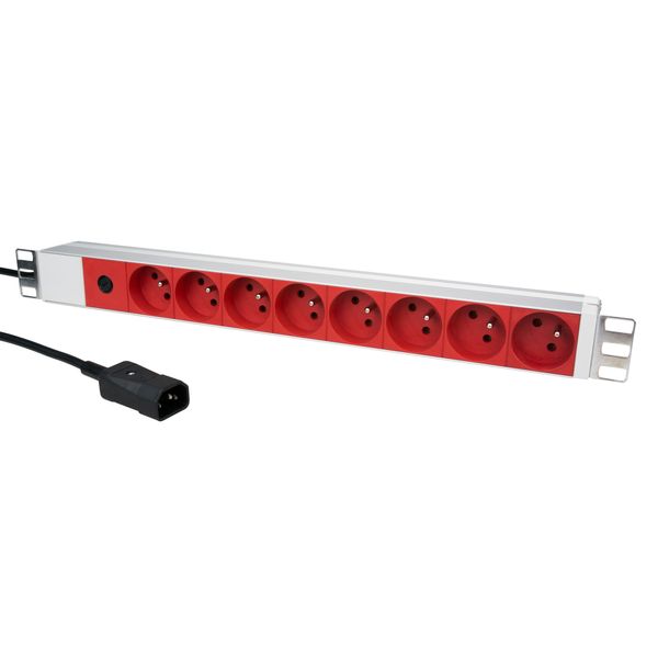 19"PDU for UPS, 8xUTE Red,2m-cable w.C14,10A-Fuse,1U,RAL7035 image 2