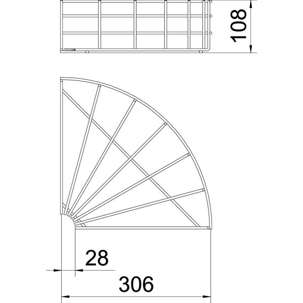 GRB 90 130 FT 90° mesh cable tray bend  105x300 image 2