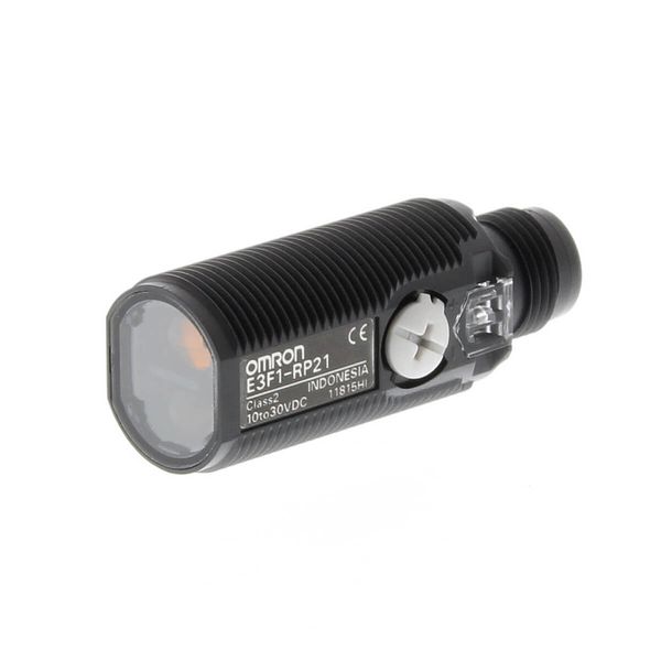 Photoelectric sensor, M18 threaded barrel, plastic, red LED, retro-ref image 2