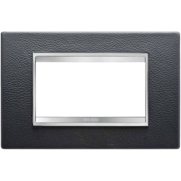 LUX PLATE 4-GANG BLACK LEATHER GW16204PN image 1