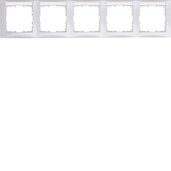 Frame with labelling field 5gang horizontal S.1, polar white glossy image 1