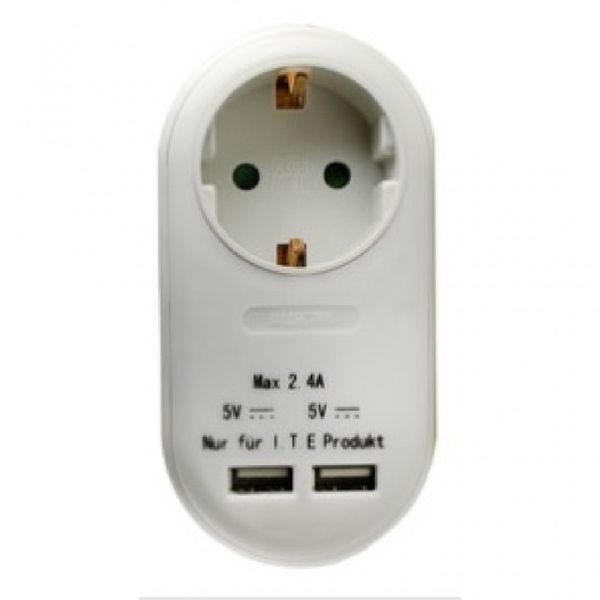 Adapteris Socket +2 USB 40069 EDM image 1