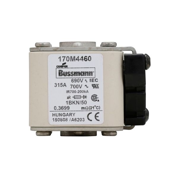 Fuse-link, high speed, 315 A, AC 690 V, size 1, 53 x 69 x 51 mm, aR, IEC, UL, type K indicator, flush end, M8 image 7