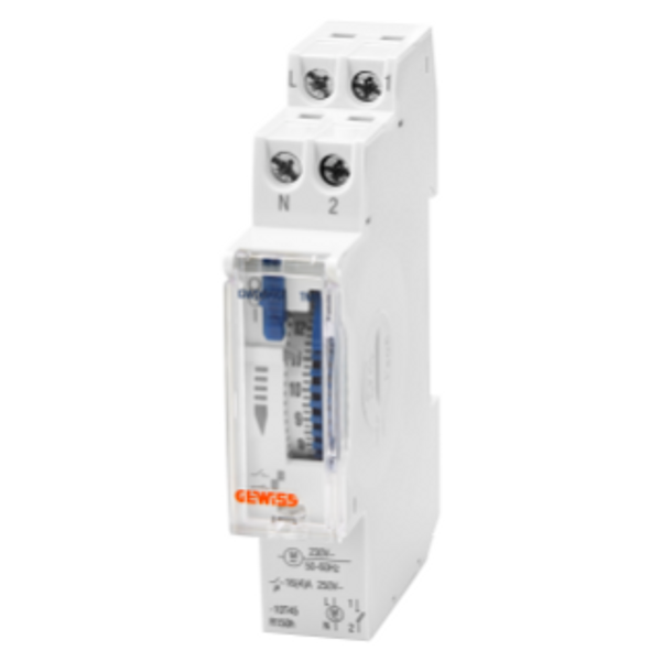 COMPACT DAILY TIME SWITCH - CHARGE RISERVE 150H - 1 NO CONTACT - 1 MODULE image 1