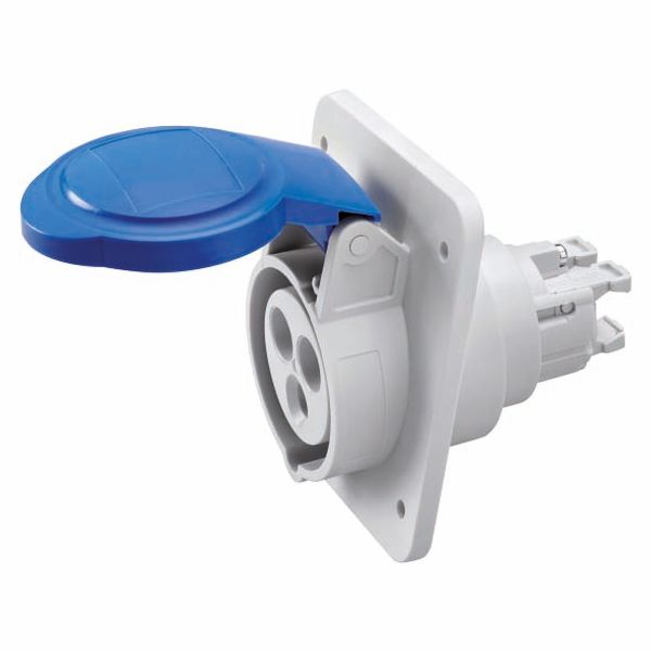 10° ANGLED FLUSH-MOUNTING SOCKET-OUTLET HP - IP44/IP54 - 2P+E 32A 200-250V 50/60HZ - BLUE - 6H - FAST WIRING image 2