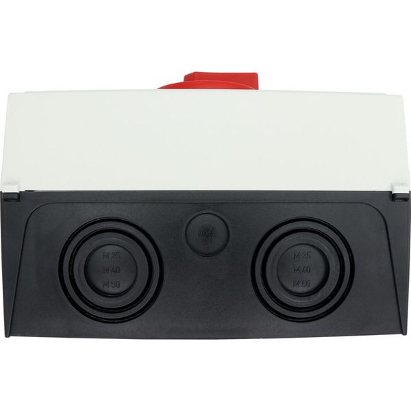 Main switch, P3, 100 A, surface mounting, 3 pole + N, 1 N/O, 1 N/C, Emergency switching off function, With red rotary handle and yellow locking ring, image 49
