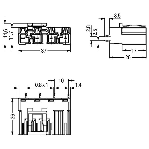 Plug for PCBs straight 4-pole black image 3