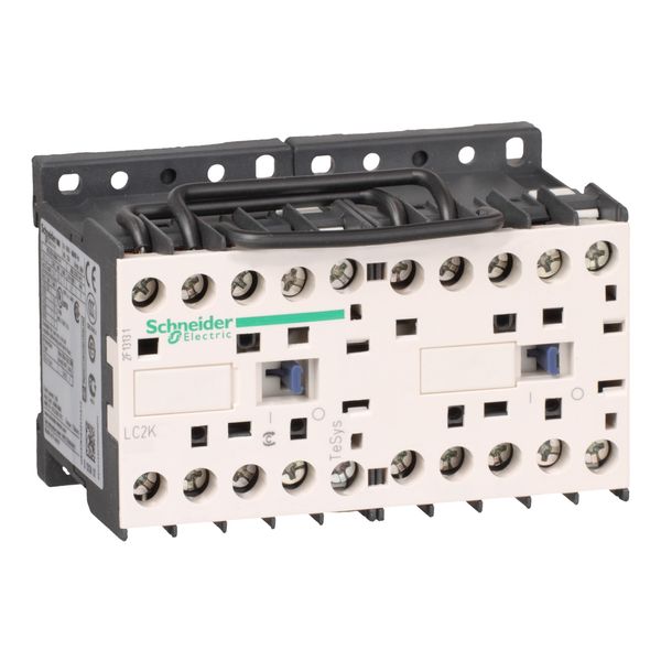 TeSys K reversing contactor, 3P, AC-3 440V 9 A, 1NO, 24V AC coil image 1